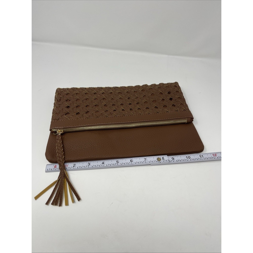 Indigo Thread Faux Leather Purse Hand Bag Brown‎ Color